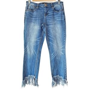 Aeropostale Straight Leg Cropped Fringe Jeans, 6